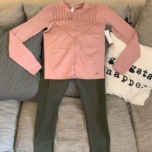 Marika Workout Top with Green Yoga Pant Set Size L